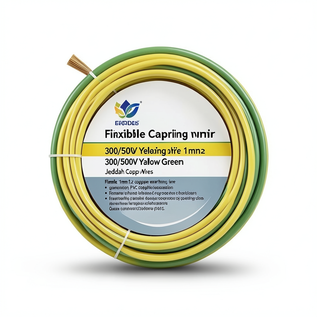 Flexible Copper Earthing Wire 1mm2 300/500V Yellow/Green | Jeddah Cables Company