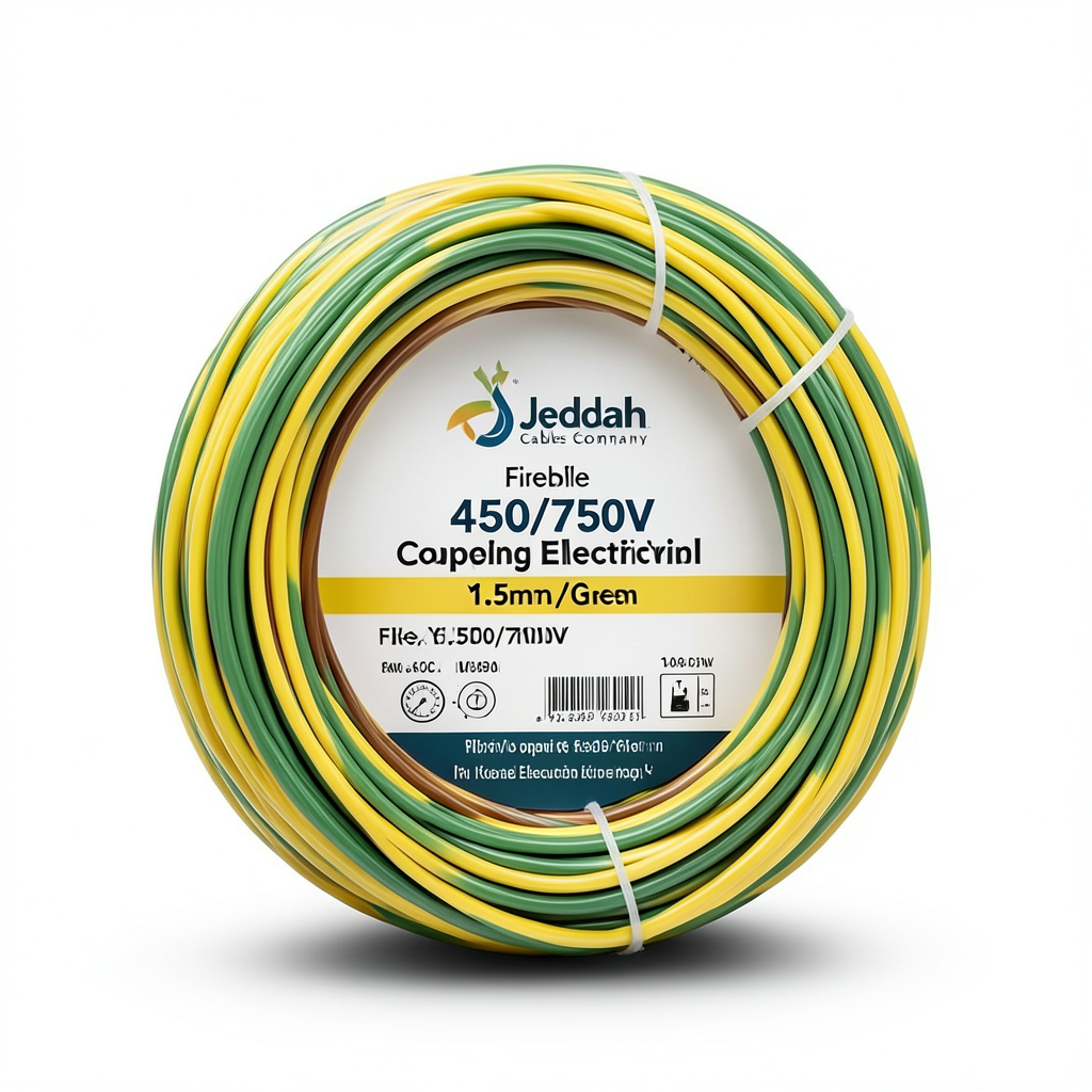 Flexible Copper Electric Wire 1.5mm2 450/750V Yellow/Green | Jeddah Cables Company