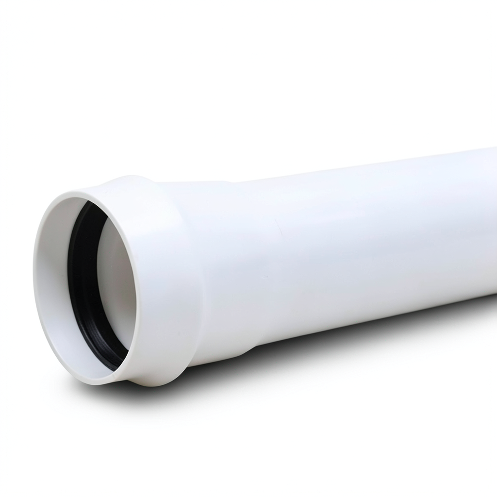 UPVC Plastic Pipe PN 6 Bar Class 3, 630 mm OD, 18.4 mm Thickness, White