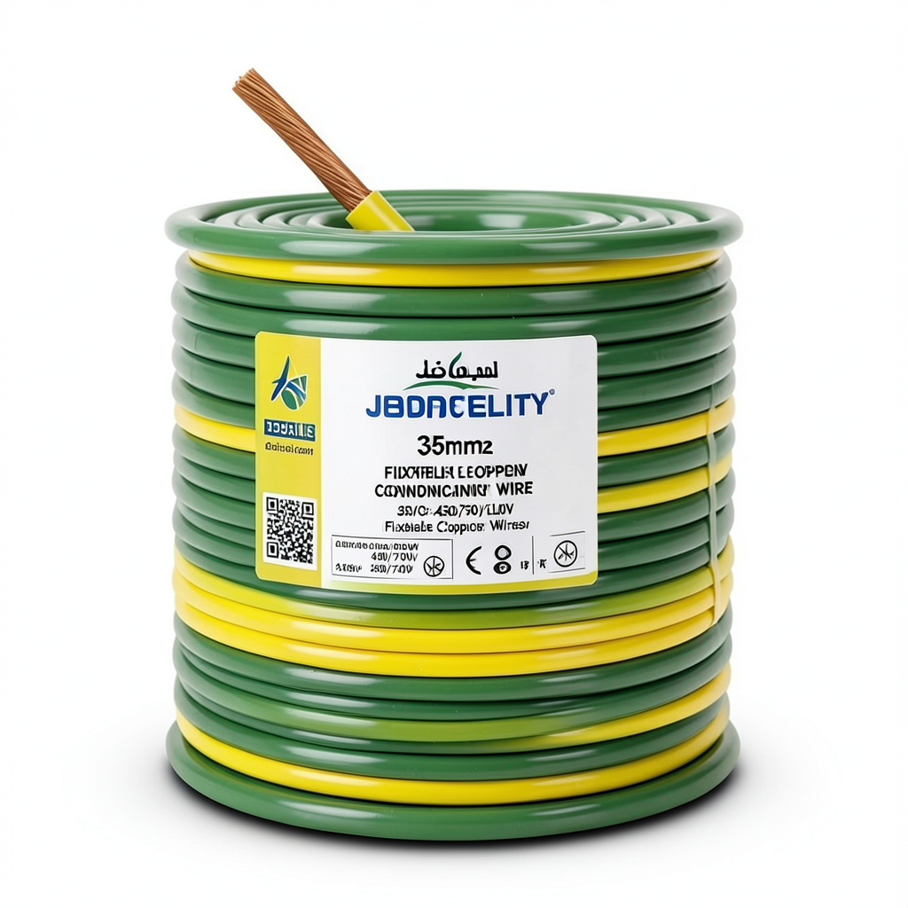 Flexible Copper Electric Wire 35mm2 450/750V Green/Yellow | Jeddah Cables Company