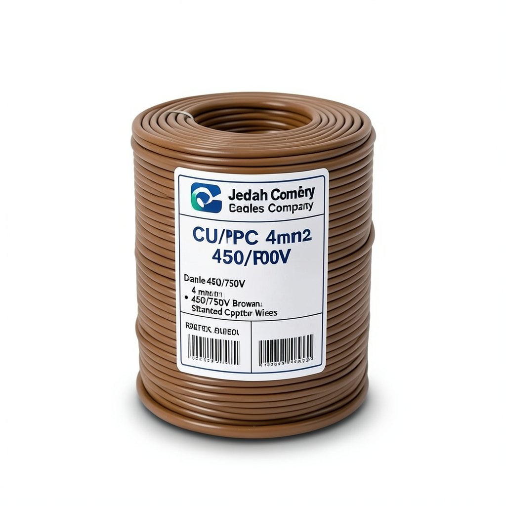 Stranded Copper Electric Wire CU/PVC 4mm2, 450/750V, Brown | Jeddah Cables Company