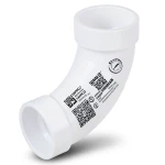 UPVC Elbow Long Radius 45° Outside Diameter 140 mm White Color | SAPPCO