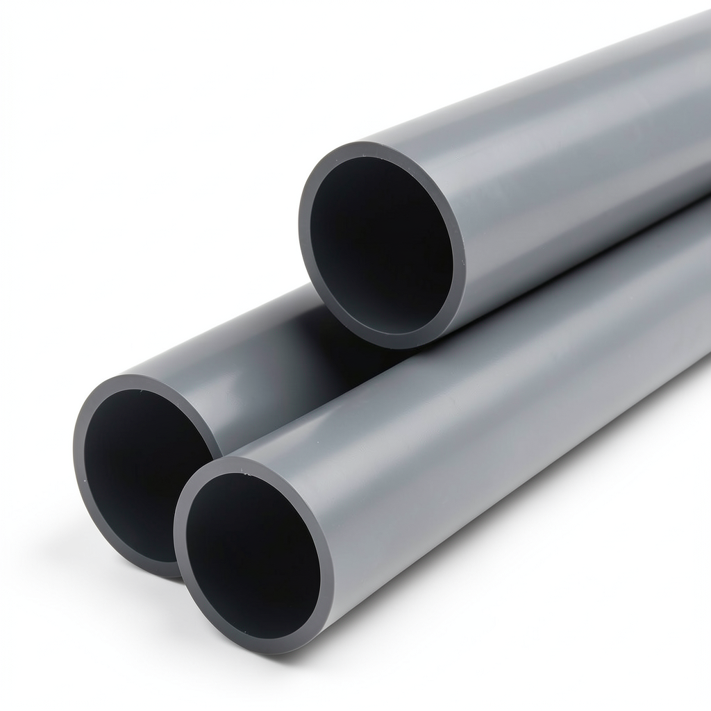 UPVC Plastic Pipe PN 6 Bar Size 6 inch Thickness 5.2 mm Dark Gray Color