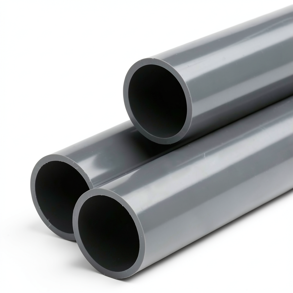 أنابيب بلاستيك UPVC ضغط 6 بار مقاس 8 إنش سمك 6.1 مم لون رمادي غامق