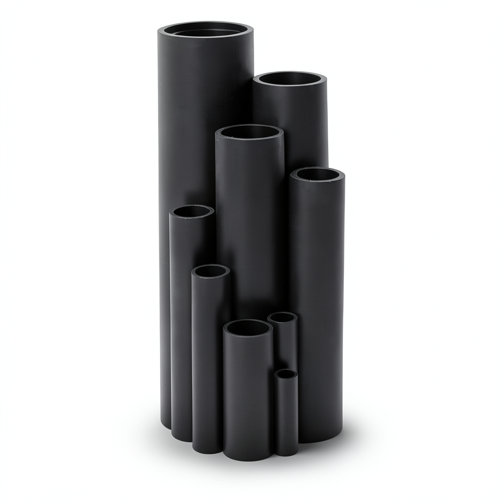 انابيب بلاستيك HDPE ضغط 16 بار PE 100 قطر خارجي 225 مم سماكة 25.2 مم اسود