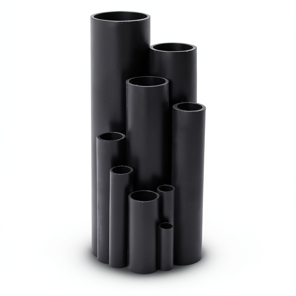 High Density Polyethylene Pipe Pressure 16 Bar PE 100 Size 315 mm Thickness 35.2 mm Black Color