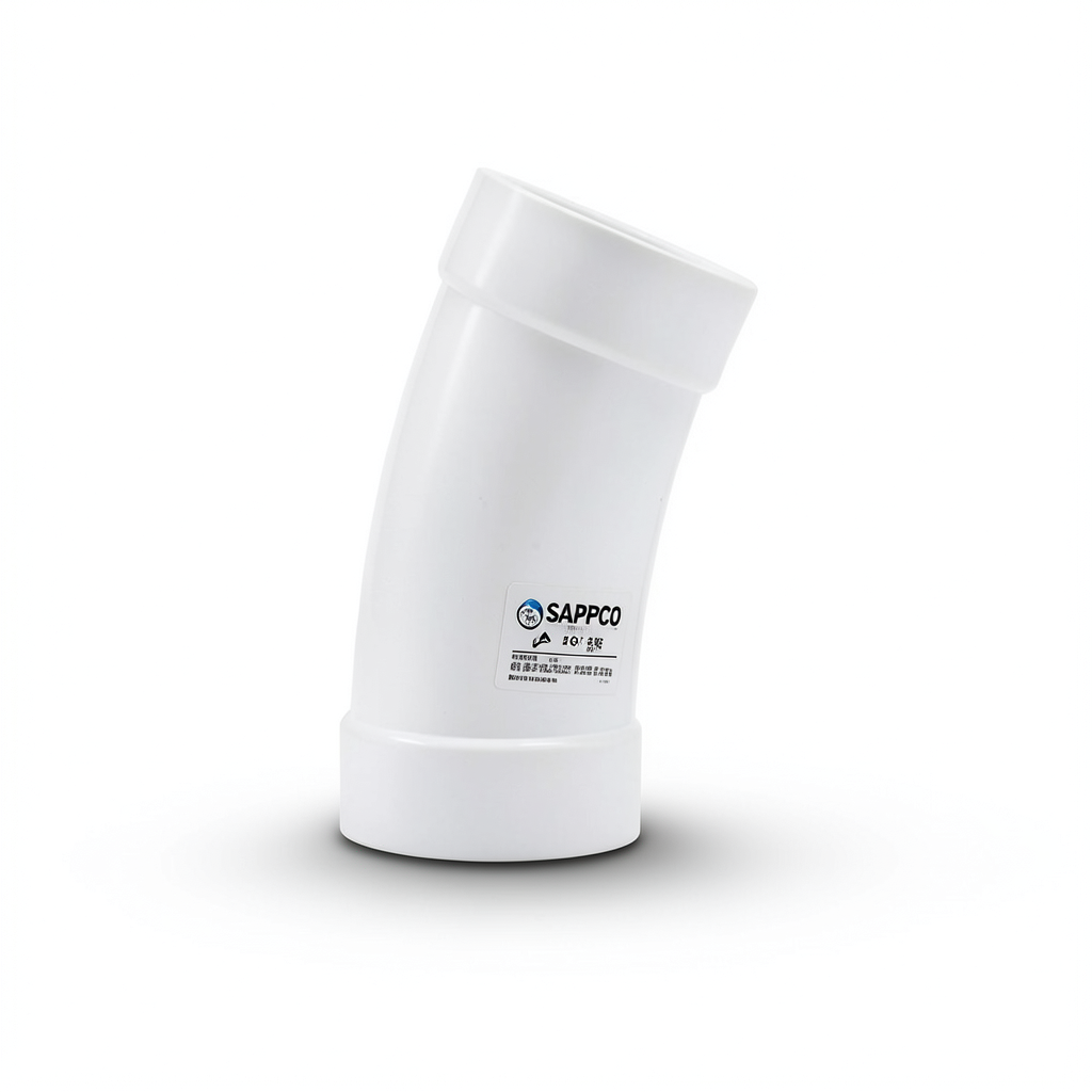 UPVC Elbow Long Radius 22.5° Outside Diameter 90 mm White Color | SAPPCO
