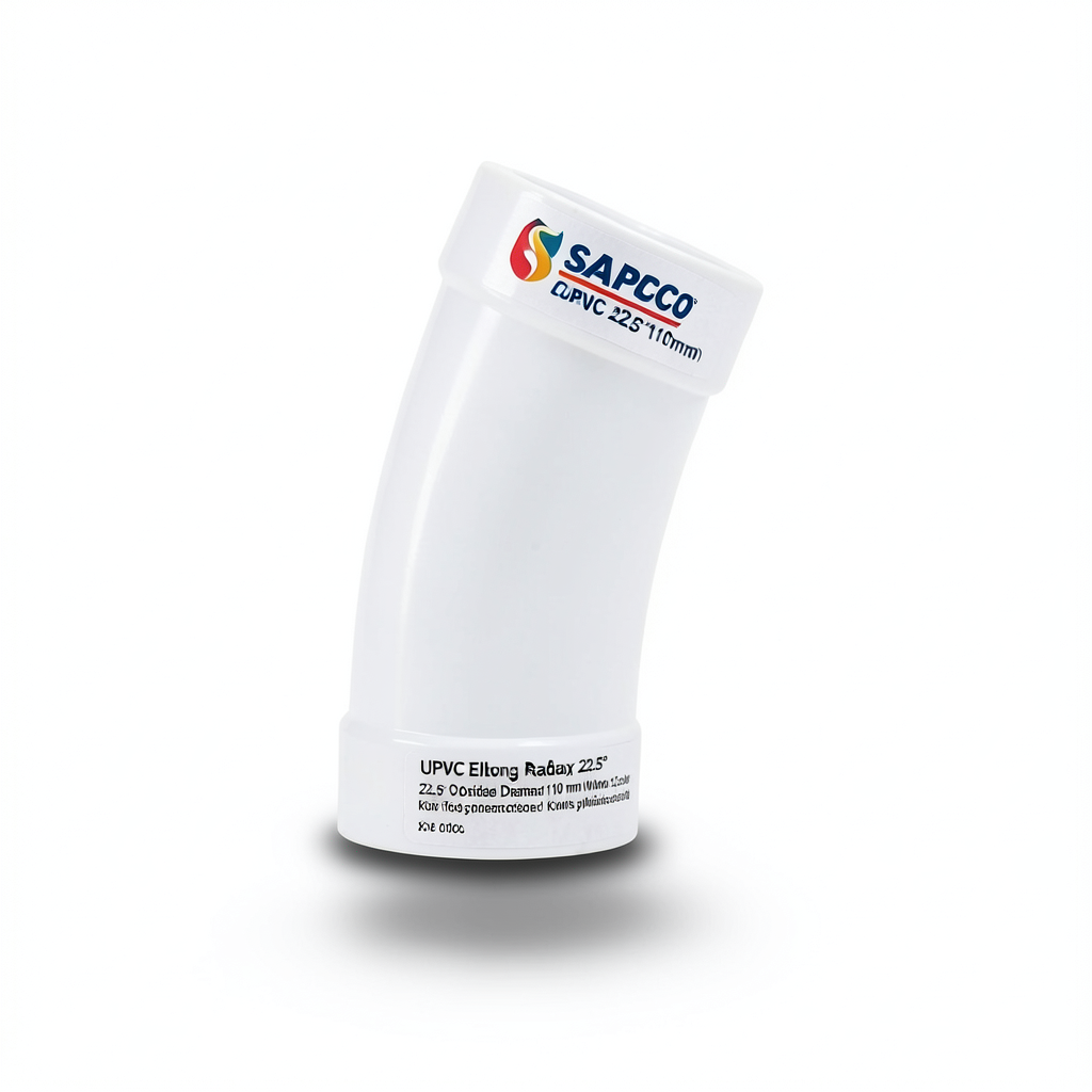UPVC Elbow Long Radius 22.5° Outside Diameter 110 mm White Color | SAPPCO