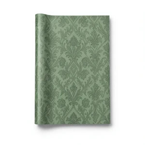Italian Wallpaper Patterned Design Green Color, Size 10mx1.06m, Model 72928