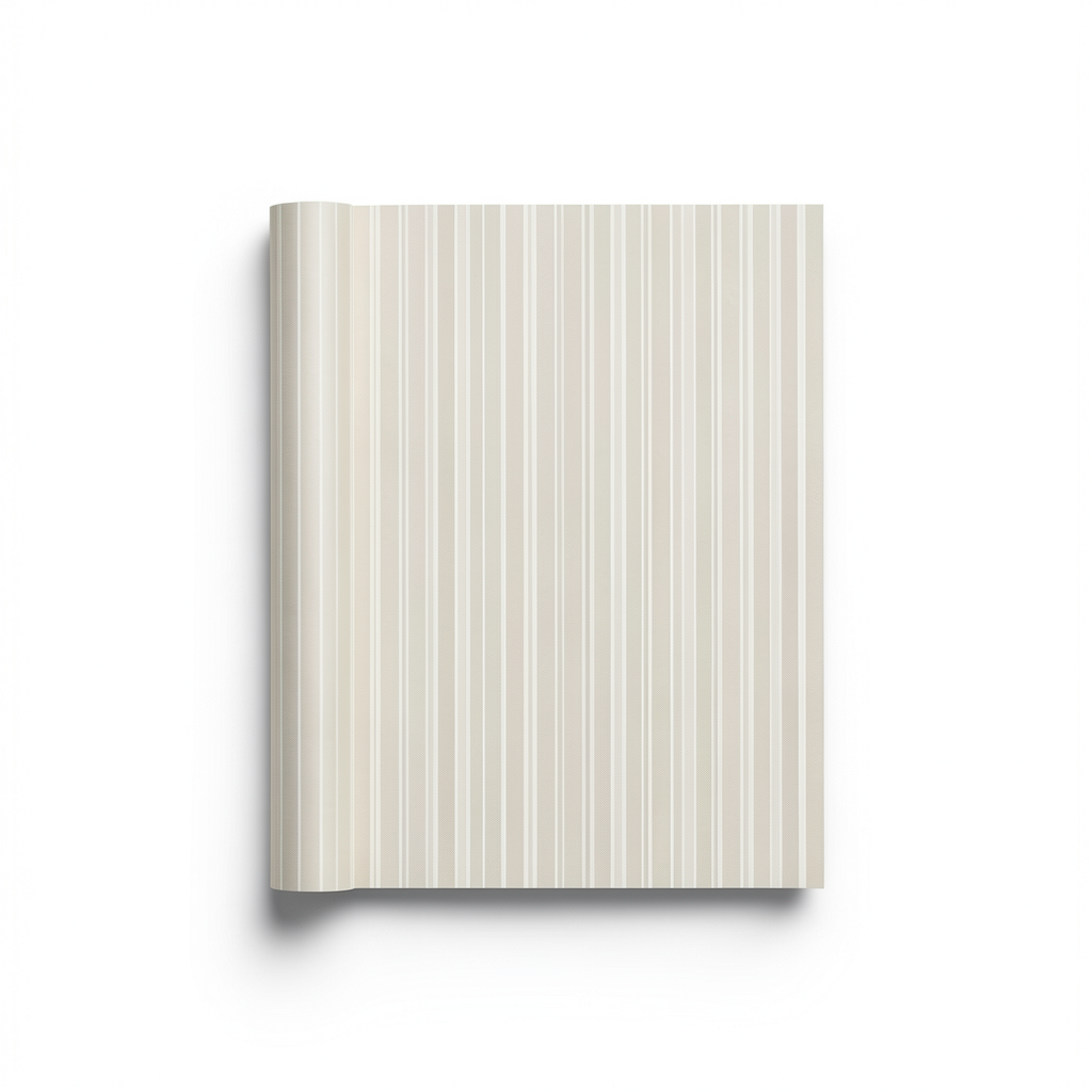 American Wallpaper Striped Design 10m x 0.53m, Pale Beige