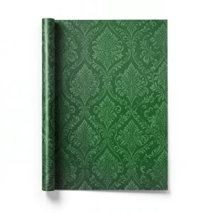 Italian Wallpaper Patterned Design Green Color, Size 10mx1.06m, Model 72928