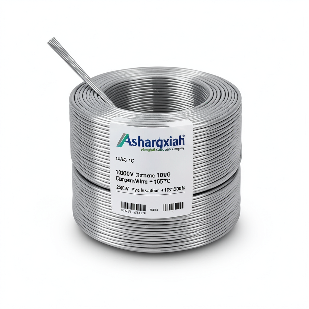 14 AWG 1C Stranded Tinned Copper Wire, 1000V, PVC Insulation +105°C Gray, 2500ft | Asharqiyah Cables Company for Industry