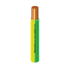 سلك نحاس مصمت مقاوم للحراره احادى النواة معزول PVC 90º الفنار مقاس 0.5 مم² 300/500 فولت طول 300 قدم اصفر مع الاخضر | شركة الفنار