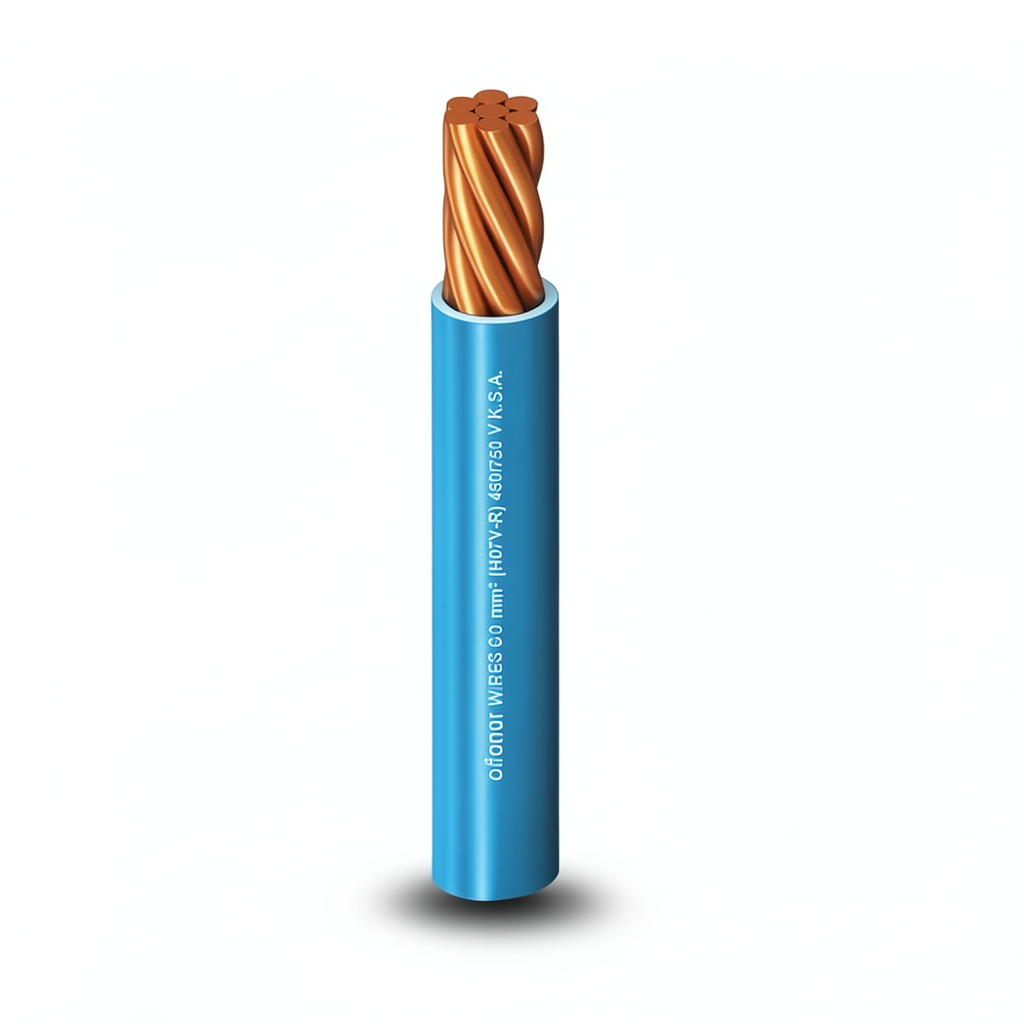 كابل نحاس مجدول احادى النواة معزول PVC 70º شركة الفنار مقاس 4 مم² 450/750 فولت طول 300 قدم أزرق