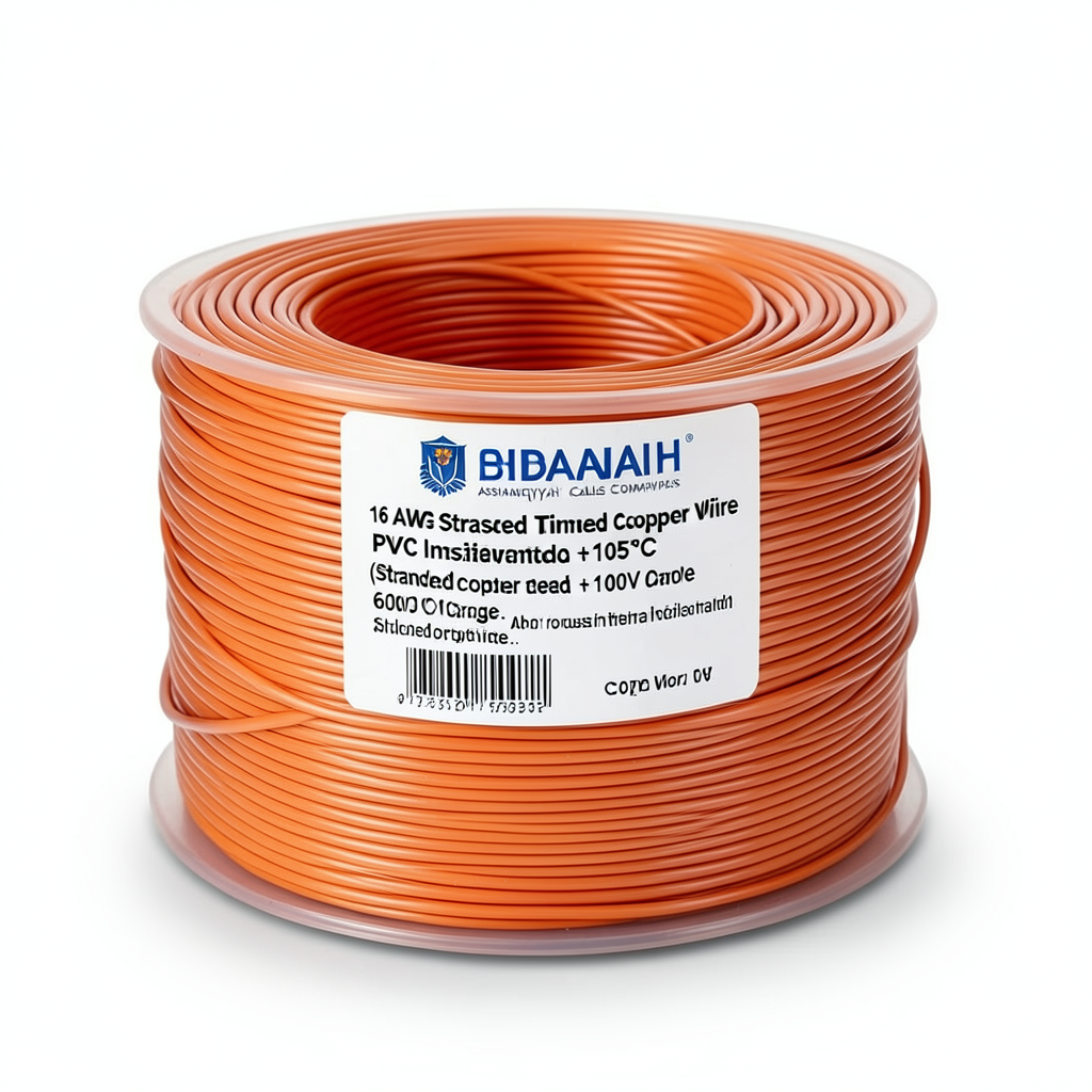 16 AWG Stranded Tinned Copper Wire PVC Insulated +105°C, 600V Orange | Asharqiyah Cables Company for Industry