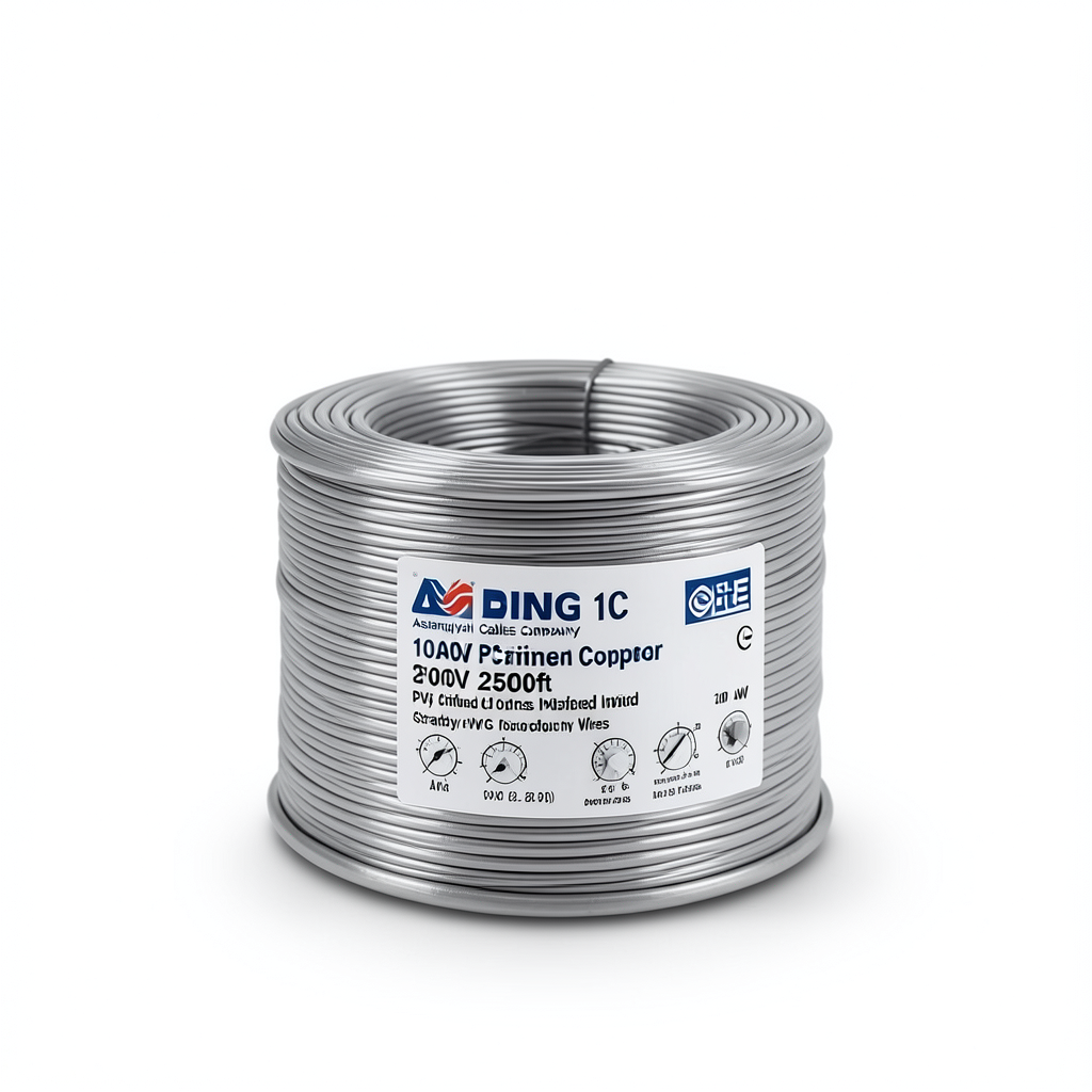 سلك مفرد نحاس مجدول 10 AWG مطلي قصدير 1000 فولت معزول PVC (+105°C) رمادي، 2500 قدم | شركة كابلات الشرقية للصناعة