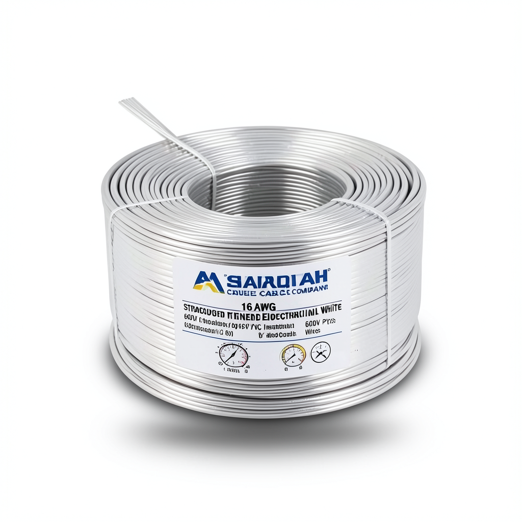 16 AWG Stranded Tinned Copper Electrical Wire, 600V PVC Insulation White | Asharqiyah Cables Company for Industry