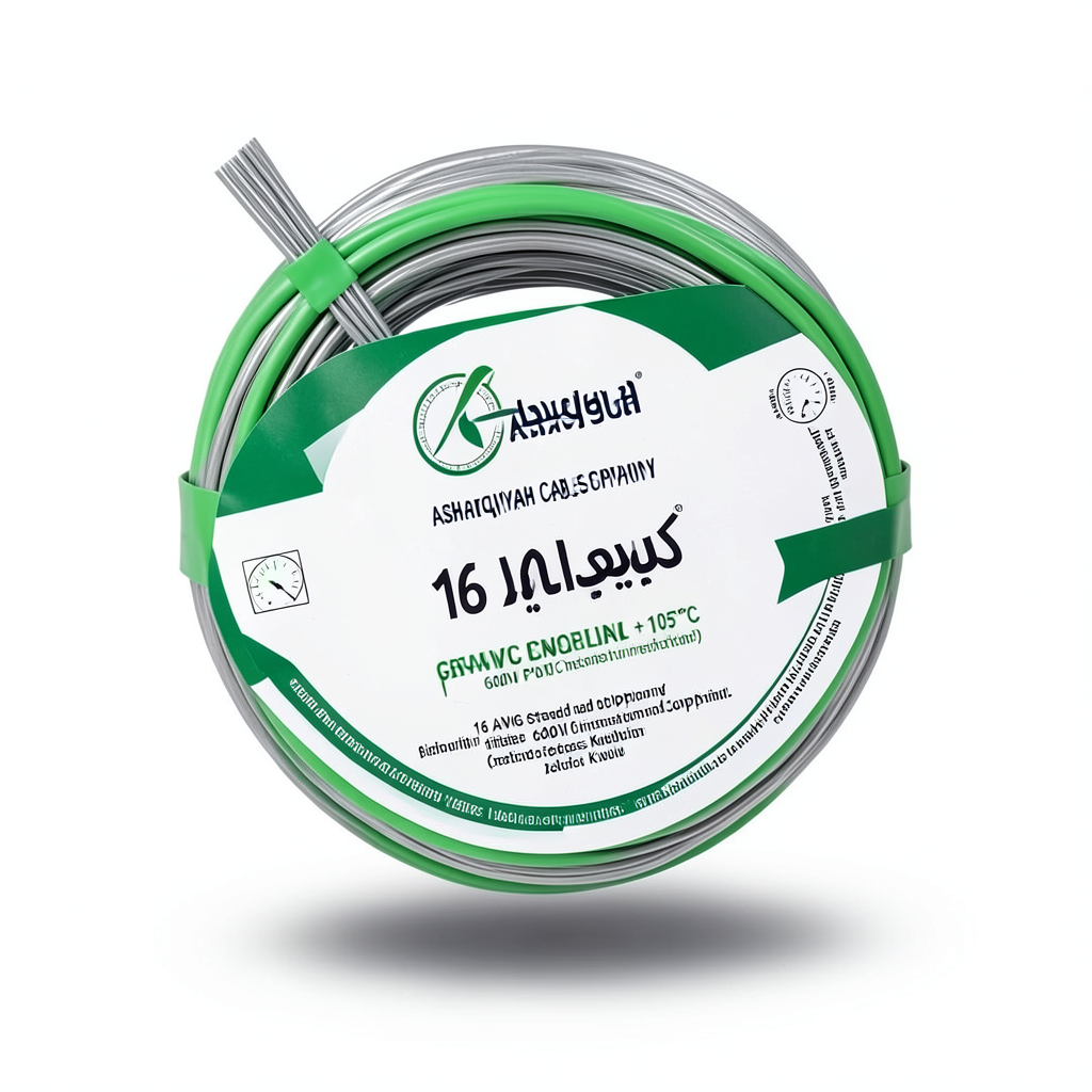 16 AWG Stranded Tinned Copper Wire 600V PVC Insulation +105°C Green | Asharqiyah Cables Company for Industry