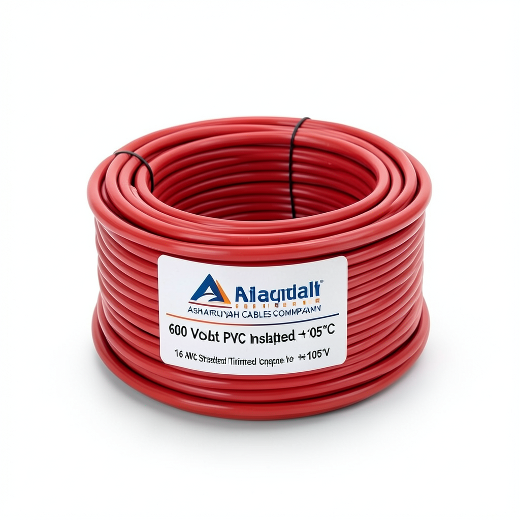 سلك 16 AWG نحاس مجدول مطلي بالقصدير معزول PVC +105°C، احمر، جهد 600 فولت | شركة كابلات الشرقية للصناعة