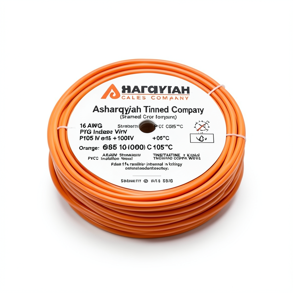 سلك نحاس مجدول مطلي بالقصدير 16 AWG معزول PVC +105°C، 600 فولت برتقالي | شركة كابلات الشرقية للصناعة