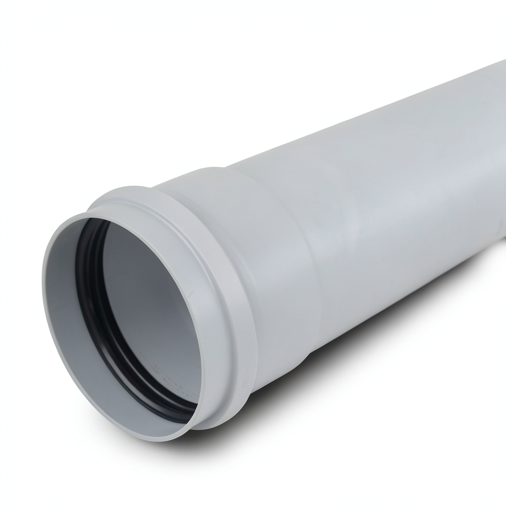 UPVC Plastic Pipe PN 2 Bar Class 1, Size 140 mm, Thickness 1.8 mm, Gray Color