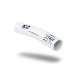 كوع UPVC طويل نصف قطر زاوية 11.25° قطر خارجي 90 مم لون أبيض | سابكو