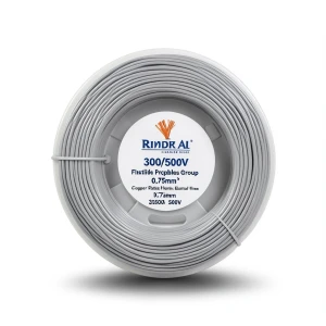 لفة سلك كهرباء نحاس شعر 0.75 mm2 300/500 فولت، معزول PVC، لون رمادي | مجموعة كابلات الرياض