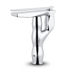 High Ribbed Washbasin Tap Chrome Color