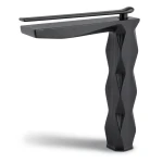 High Ribbed Washbasin Faucet Black Color