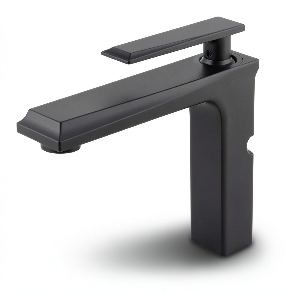 Short Black Washbasin Tap, Durable Corrosion-Resistant