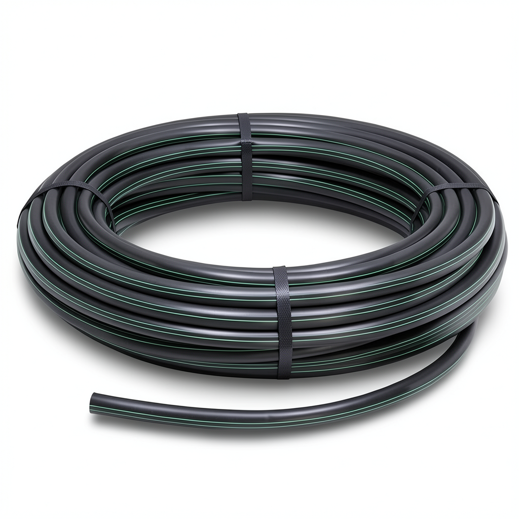 لفة بلاستيك HDPE ضغط 16 بار PE 100، قطر خارجي 40 ملم، سمك 4.5 ملم، لون أسود