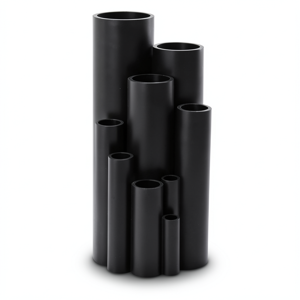 أنابيب HDPE ضغط 4 بار PE 100 مقاس 110 مم سمك 3.1 مم لون أسود