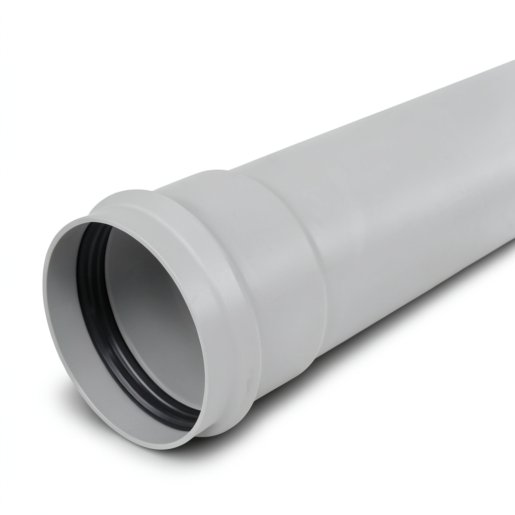 UPVC Plastic Pipe PN 2 Bar Class 1, Size 140 mm, Thickness 1.8 mm, Gray Color