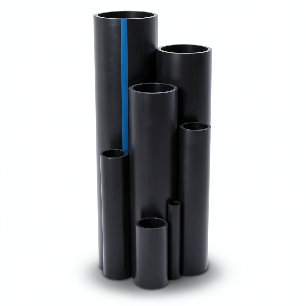 HDPE Plastic Pipe Pressure 20 Bar PE 100, 63 mm OD, 8 mm Thickness, Black