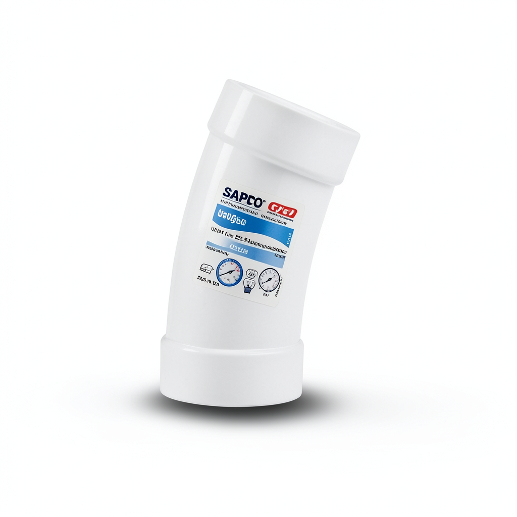 UPVC Elbow Long Radius 22.5° Outside Diameter 225 mm White Color | SAPPCO