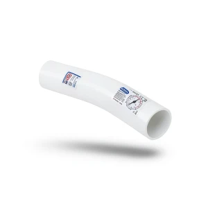 كوع بلاستيك UPVC طويل نصف قطر زاوية 11.25° قطر خارجي 75 مم لون أبيض | سابكو