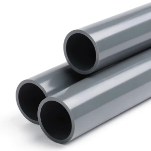 أنابيب بلاستيك UPVC ضغط 9 بار مقاس 5 إنش سمك 6.4 مم لون رمادي غامق