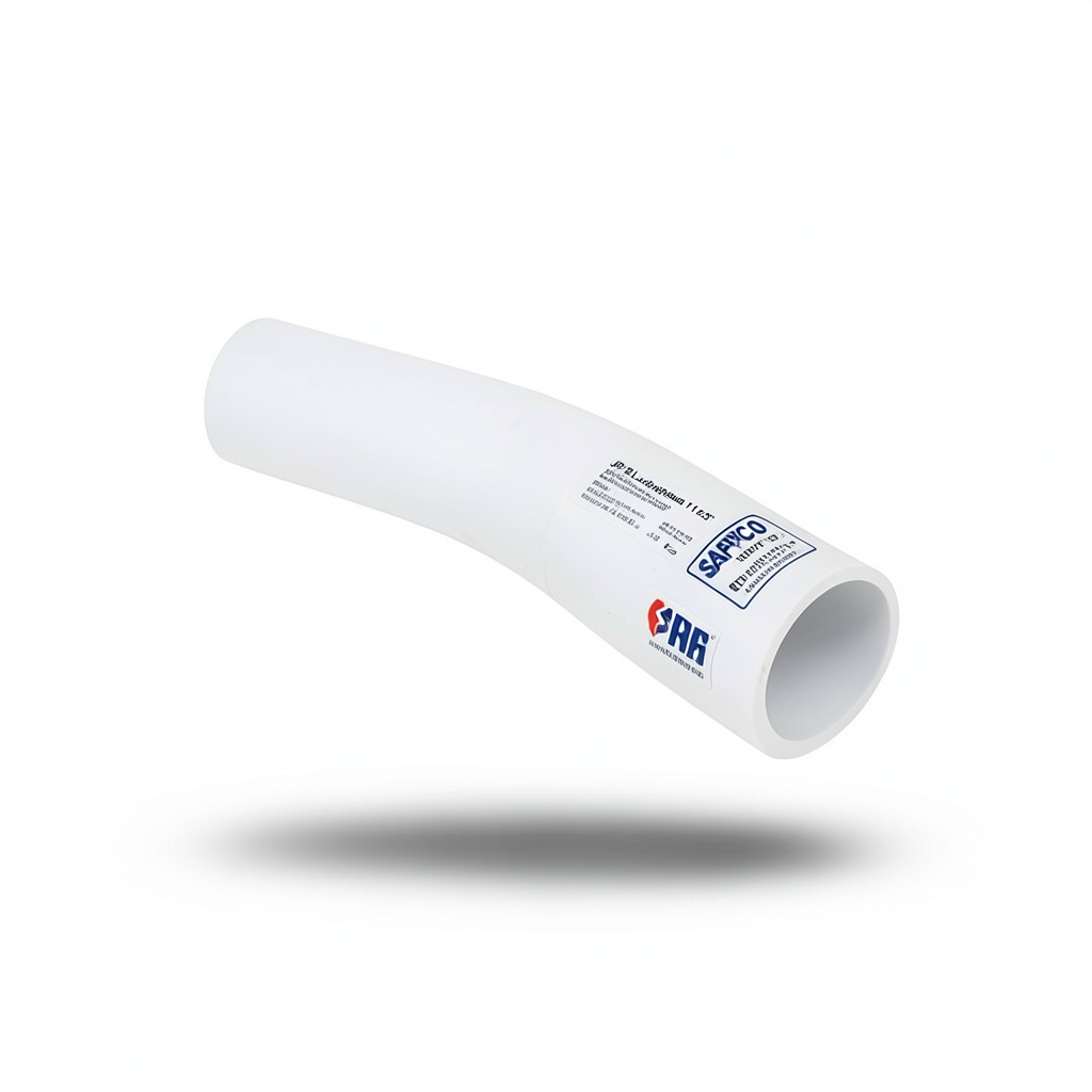 كوع UPVC طويل نصف قطر زاوية 11.25° قطر خارجي 140 مم لون أبيض | سابكو