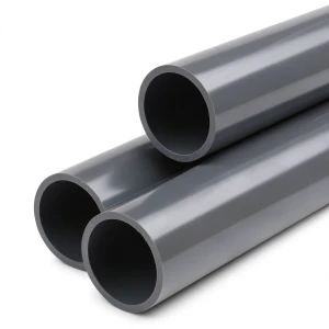 انابيب بلاستيك UPVC ضغط 9 بار مقاس 8 إنش سماكة 9 ملم لون رمادي غامق