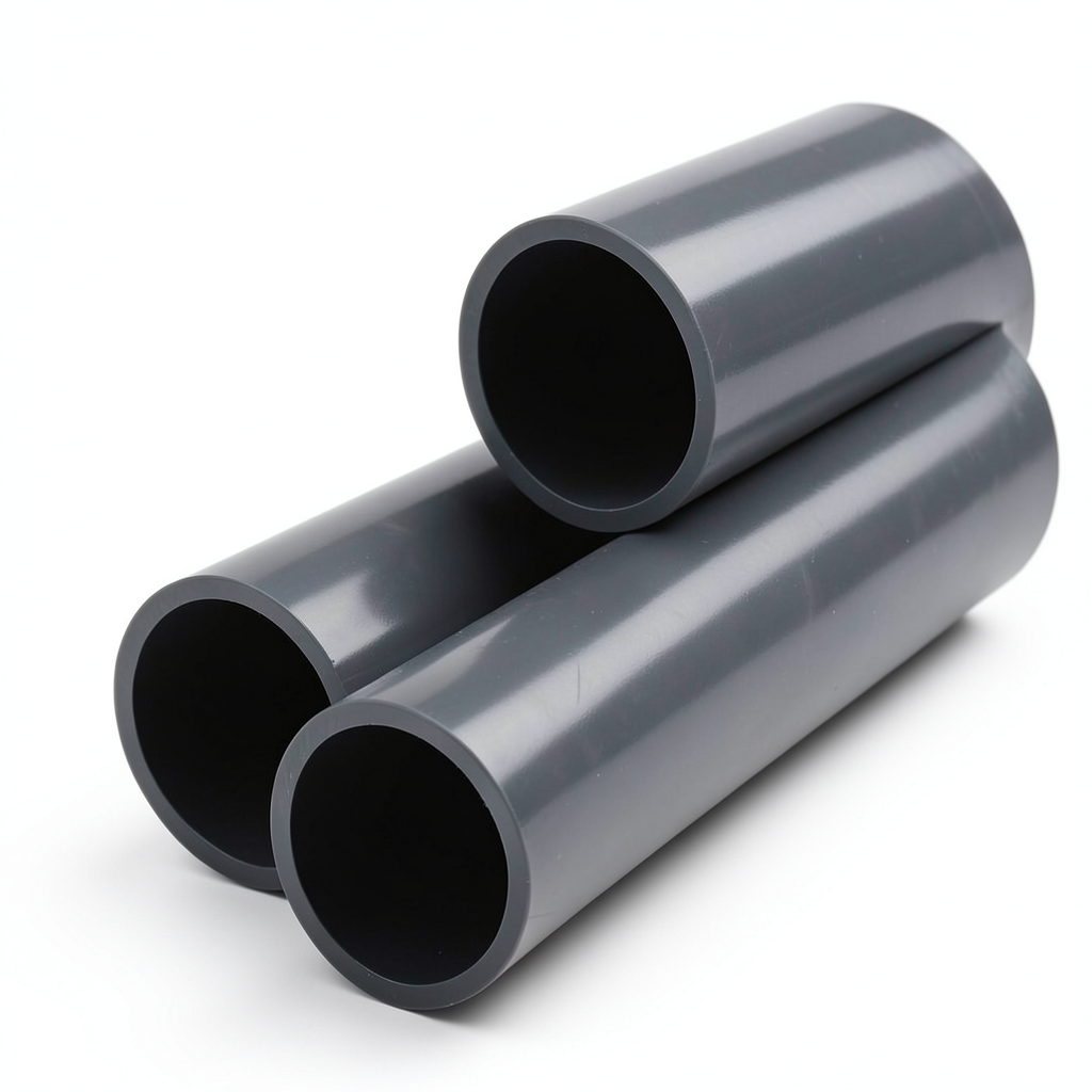 UPVC Plastic Pipe PN 12 Bar Size 6 inch Thickness 10.2 mm Dark Gray