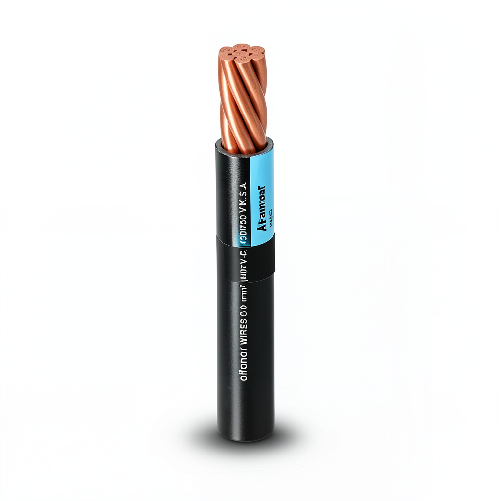 Heat Resistant Single Core Stranded Copper Cable PVC 90 ºC Insulation 10 mm² 450/750 Volt 300 Feet Black | Al Fanar