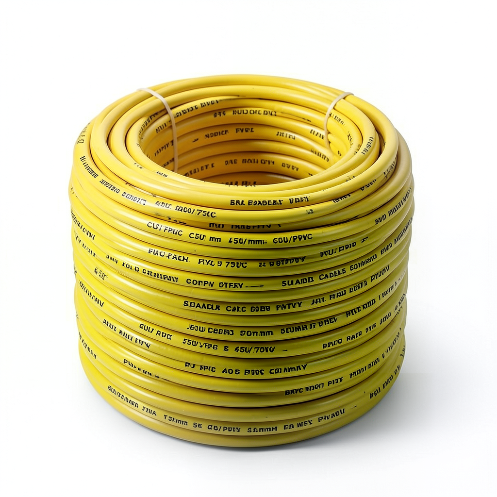 لفة سلك مفرد نحاس مجدول CU/PVC مقاس 50mm، 450/750 فولت، لون أصفر | شركة كابلات جدة