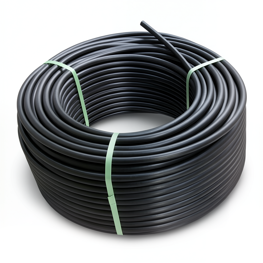 لفة أنابيب HDPE ضغط 19.2 بار PE 100، قطر خارجي 90 مم، SDR 7.4، لون أسود