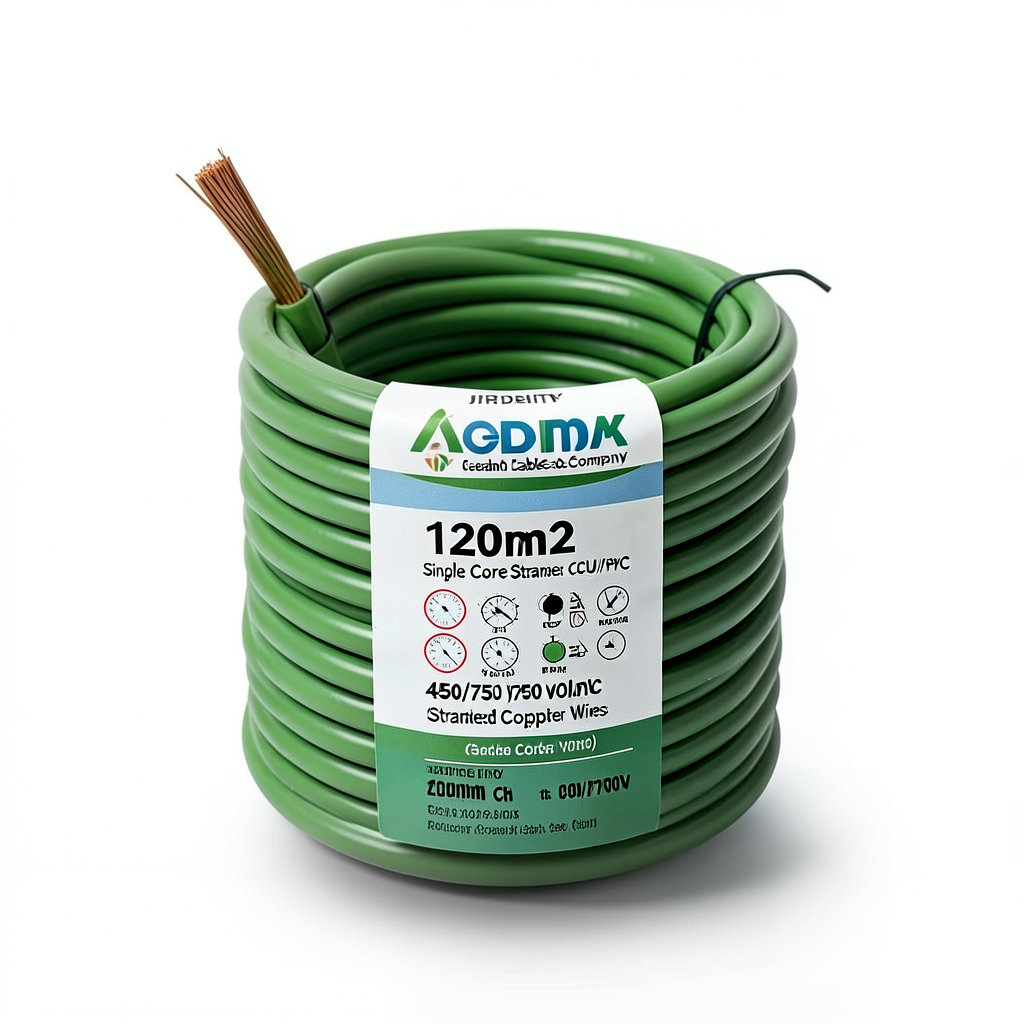 سلك 120mm2 نحاس مجدول CU/PVC، 450/750 فولت، لون أخضر | شركة كابلات جدة