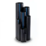 أنابيب بلاستيك HDPE ضغط 16 بار PE 100 مقاس 16 مم سمك 1.9 مم لون أسود