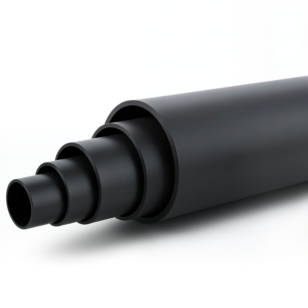 مواسير HDPE بولي ايثيلين ضغط اسمي 12.5 بار، قطر خارجي 180 مم، SDR 11، لون أسود