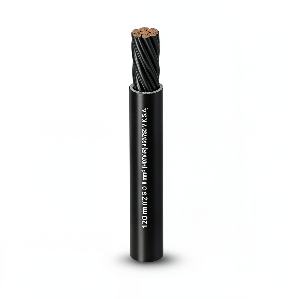 Heat Resistant Single Core Stranded Copper Cable PVC 90 ºC 120 mm² 450/750 Volt 300 Feet Black | Al Fanar
