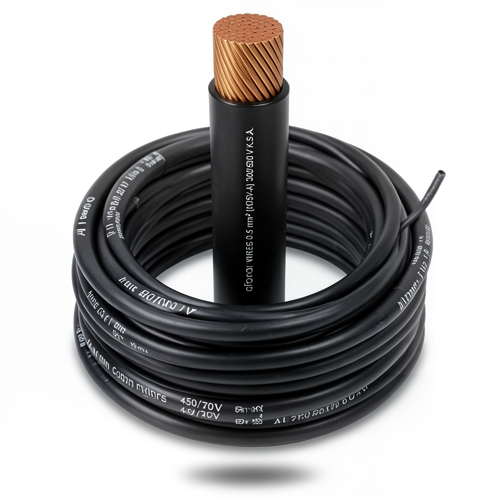 Flexible Copper Electric Wire Conductor 6mm, 450/750V, Heat Resistant PVC Insulated, Black | Al Fanar