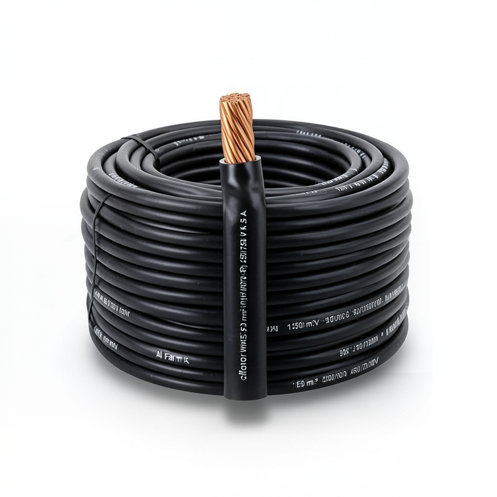 سلك نحاس مجدول مقاوم للحرارة أحادي النواة معزول PVC 90º مقاس 150 مم² 450/750 فولت طول 300 قدم أسود | شركة الفنار