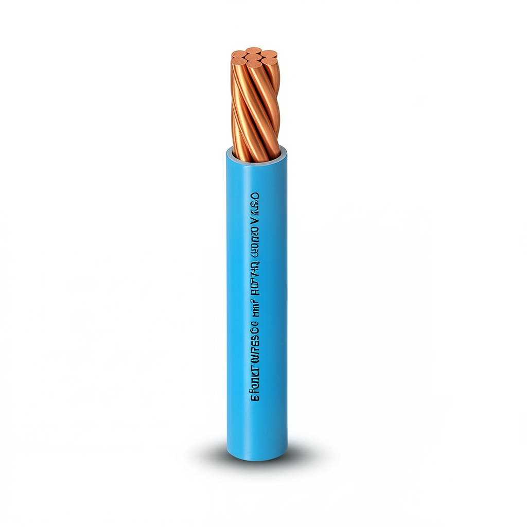 كابل نحاس مجدول احادى النواة معزول PVC 70º مقاس 10 مم² 450/750 فولت طول 300 قدم أزرق | شركة الفنار